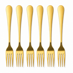 6-Piece Gold Stainless Steel Table Fork Set