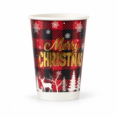 Christmas Paper Cups Pack of 10 – Plaid | Mr Panda
