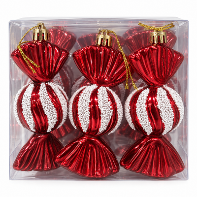 Red & White Candy Christmas Ornaments 11.5cm | Mr Panda
