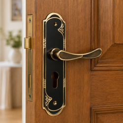 AIYI High-Security Mortise Door Lock Set – Black & Gold