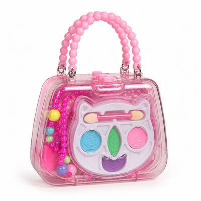 Girls’ Pretend Makeup Set in Transparent Pink Handbag Case