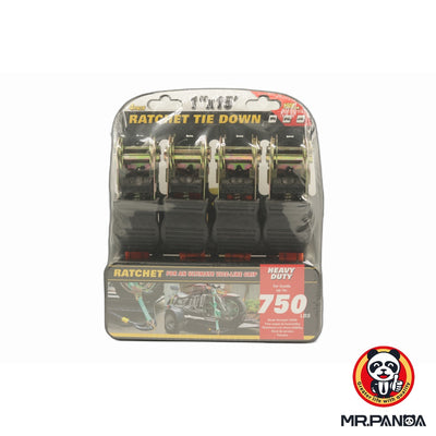 4-pack set of heavy-duty ratchet tie-down straps