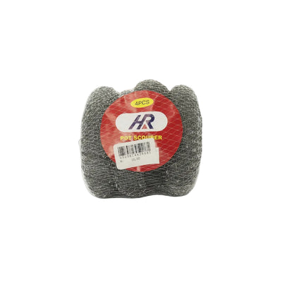 HR Pot Scourer 4 Piece Stainless Steel Scouring Pads for Pots, Pans & Kitchen Cleaning