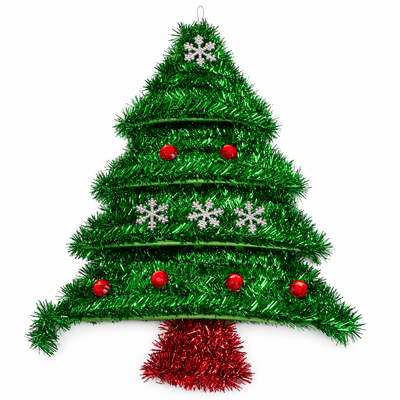 Green Tinsel Christmas Tree Hanging Decoration | Mr Panda