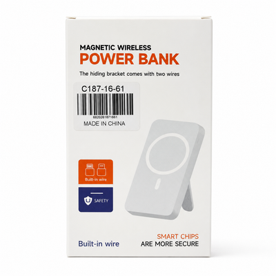 Magnetic Wireless Power Bank with Built-In Cables and Foldable Stand
