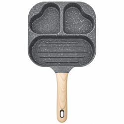 19cm 3-Compartment Breakfast Frying Pan – Grey / Cream