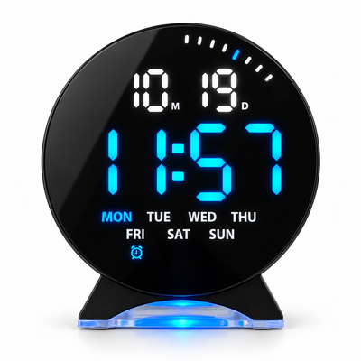 Round LED Digital Alarm Clock Blue Display 6680 | Mr Panda