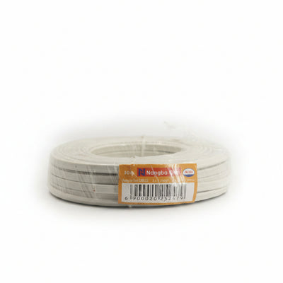 30-Meter Roll of Nangba One 3 x 1.5mm² Flat White Electrical Cable