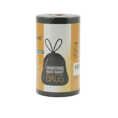Haomen 100pcs Drawstring Waste Basket Bags 45 × 45cm – Heavy Duty Black Bin Liners