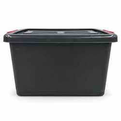 Black Storage Box with Lid and Clips | 57 × 41 × 33 cm
