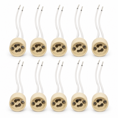 GU10 Ceramic Lamp Holders with Wires – 10 Pack