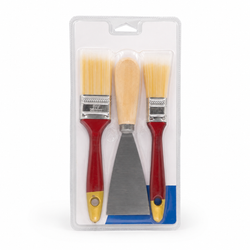 3-Piece Paint Brush and Putty Scraper Set