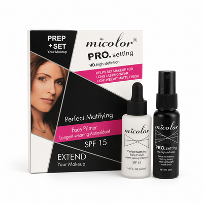 Micolor PRO Makeup Primer & Setting Spray Set – SPF 15