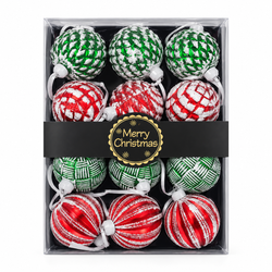 12-Piece Red & Green Christmas Bauble Ornament Set | Mr Panda