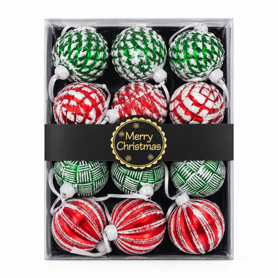12-Piece Red & Green Christmas Bauble Ornament Set | Mr Panda