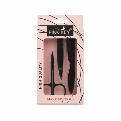 Pink Key 3-Piece Eyebrow Grooming Tool Set – Black