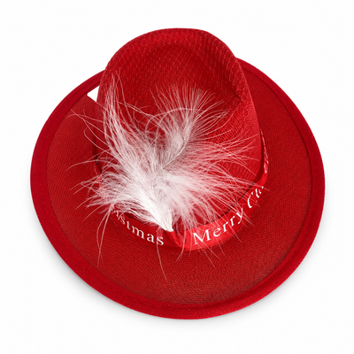Red Christmas Party Hat with White Feather | Mr Panda