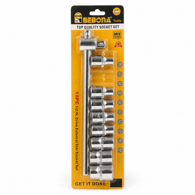 BEBONA 10-Piece External Star Socket Set | 1/2-Inch Drive