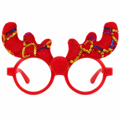Christmas Reindeer Glasses with Sequin Antlers | Mr Panda