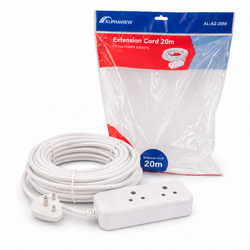 Alphaview 20m Extension Cord with Dual Sockets