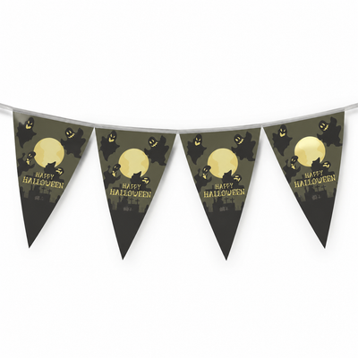Happy Halloween Plastic Bunting Flags – Party Decoration