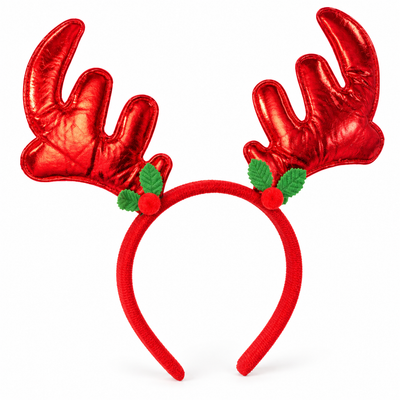 Red Christmas Reindeer Antler Headband | Mr Panda