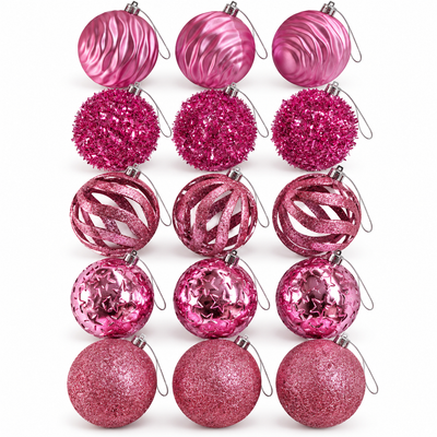 Pink Christmas Baubles Set of 15 | Mr Panda