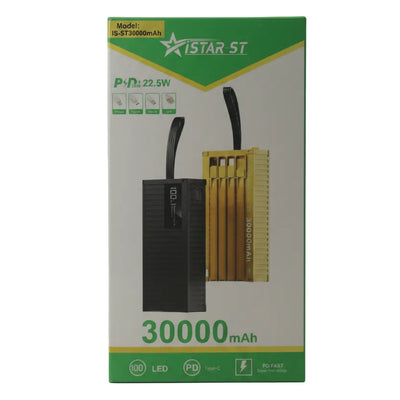 iSTAR ST IS-8060V 30000mAh Fast Charging Power Bank with LED Display | PD 20W & 22.5W USB-C Portable Charger