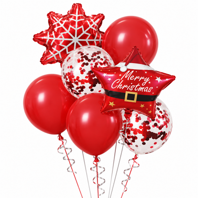 Christmas Balloon Set 7 Pack with Ribbon | Mr Panda