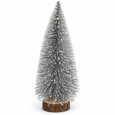 Silver Snow-Frosted Bottle Brush Christmas Tree | Mr Panda