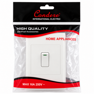 Condere 1 Lever 1 Way Wall Light Switch 16A 250V White