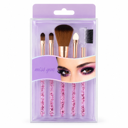 5-Piece Pink Glitter Makeup Brush Set