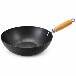 28cm Iron Wok with Wooden Handle | MrPanda