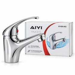 AIYI Chrome Basin Mixer Tap with 2 Connection Hoses – AY406-002