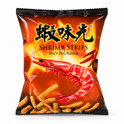Spicy Pot Flavour Shrimp Strips Snack | Mr Panda
