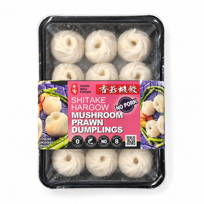 Yuan Bao Mushroom Prawn Hargow Dumplings – 12 Pieces
