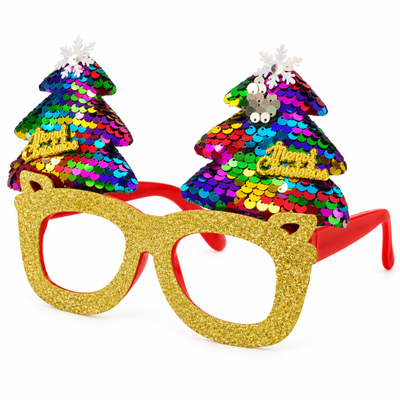 Rainbow Sequin Christmas Tree Glasses | Mr Panda