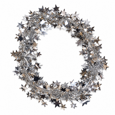 Silver Star Tinsel Garland Christmas Decoration | Mr Panda