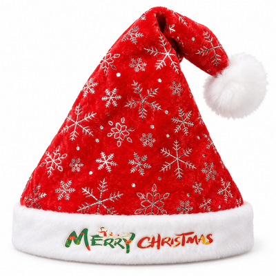 Red Santa Hat with Silver Snowflakes | Mr Panda