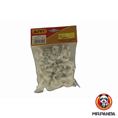 White Circle Cable Clips - 12MM