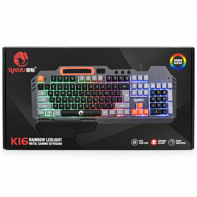 RAIKU K16 Rainbow LED Metal Gaming Keyboard | Mr Panda
