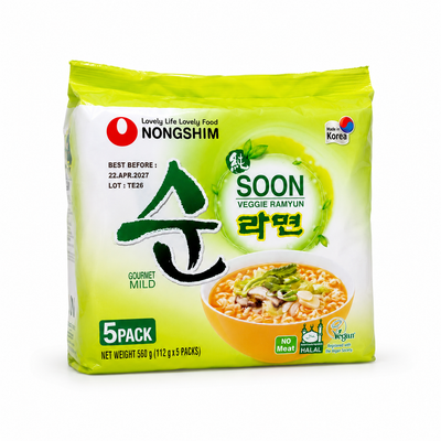 Nongshim Soon Veggie Ramyun – Gourmet Mild 5 Pack 560g