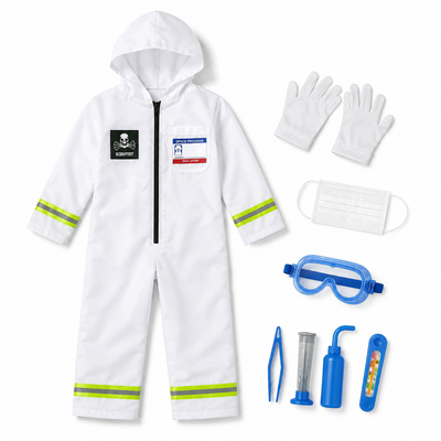 Kids Scientist Costume 12-Piece Dress-Up Set – Ages 3–7