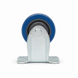 3-Inch Blue Elastic Fixed Caster Wheel – Plate Mount