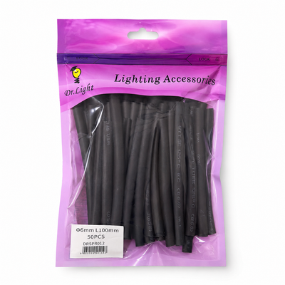 Dr.Light 6mm × 100mm Black Heat Shrink – 50 Pack