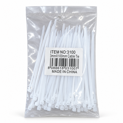 White Cable Ties 3mm x 100mm | Mr Panda