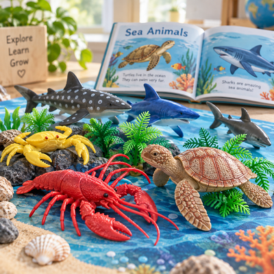 Ocean World Sea Animal Toy Figure Set for Kids