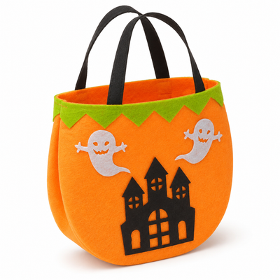 Halloween Pumpkin Felt Trick-or-Treat Candy Bag – Orange