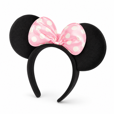 Girls’ Mouse-Ear Headband with Pink Polka-Dot Bow