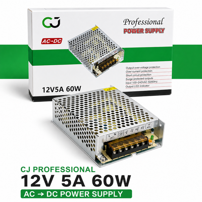 CJ Professional 12V 5A 60W DC Power Supply